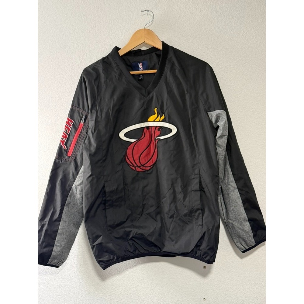 G-III Carl Banks Miami Heat Pullover Jacket Mens Small Black NBA Windbreaker